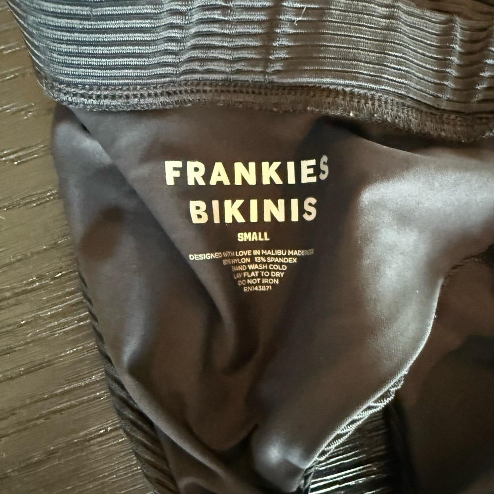 Frankie's Bikinis Georgia Black Ribbed Bikini Bottom - Picture 3 of 3